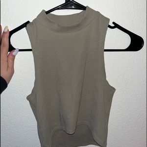 Olive green turtle neck cropped tank